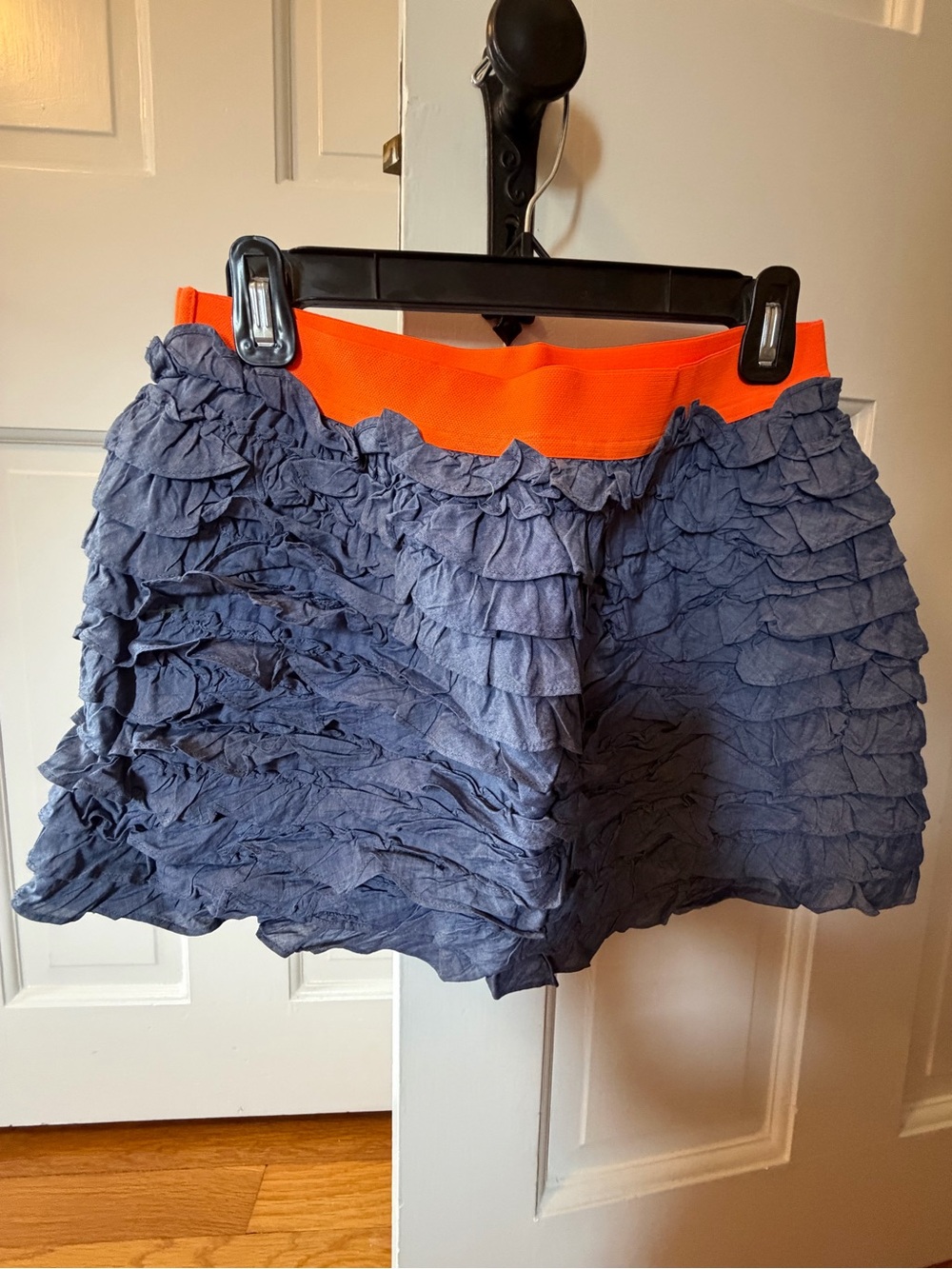 J. Crew Navy Skirt with Bright Orange Waistband